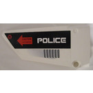LEGO White Curved Panel 17 Left with "Police", Vent, and "Caution Hot Surface" in Red Arrow Sticker (64392)