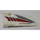 LEGO White Curved Panel 3 Left with Red and Silver Tapered Stripes and 'ULTRALIGHT' Sticker (64683)