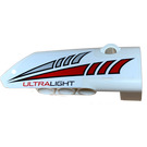 LEGO White Curved Panel 4 Right with Red and Silver Tapered Stripes and 'ULTRALIGHT' Sticker (64391)