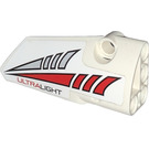 LEGO White Curved Panel 4 Right with Red and Silver Tapered Stripes and 'ULTRALIGHT' Sticker (64391)