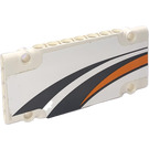 LEGO White Curved Panel 5 Left with Dark Stone Gray and Orange Stripes Sticker (64681)