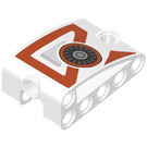 LEGO Weiß Gebogen Panel 5 x 3 x 2 Strahl mit Red-Orange Panels und Grey Fan (Recht) Aufkleber (80285)