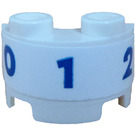 LEGO White Cylinder 1 x 2 Half with Blue '0', '1' et '2' Sticker (68013)