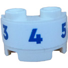 LEGO Wit Cilinder 1 x 2 Halve met Blauw '3', '4' et '5' Sticker (68013)
