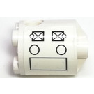 LEGO White Cylinder 2 x 2 x 2 Robot Body with Circles and Squares Sticker (Undetermined)