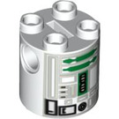 LEGO White Cylinder 2 x 2 x 2 Robot Body with Gray Lines and Green (R2-R7) (Undetermined) (60854)