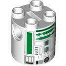 LEGO Weiß Zylinder 2 x 2 x 2 Roboter Körper mit R2 Unit Astromech Droid Körper (Unbestimmt) (18030)