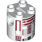 LEGO blanc Cylindre 2 x 2 x 2 Robot Corps avec rouge Lines et rouge (R4-P17) (Indéterminé) (13317)