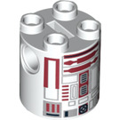 LEGO White Cylinder 2 x 2 x 2 Robot Body with Red Lines and Red (R4-P17) (Undetermined) (13317)