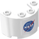 LEGO Wit Cilinder 2 x 4 x 2 Halve met NASA logo Sticker (24593)