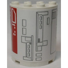 LEGO blanc Cylindre 2 x 4 x 4 Demi avec Mécanique Rectangles (La gauche) Autocollant (6218)