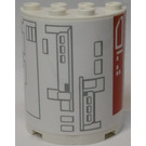 LEGO blanc Cylindre 2 x 4 x 4 Demi avec Mécanique Rectangles (Droite) Autocollant (6218)