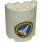 LEGO Wit Cilinder 2 x 4 x 4 Halve met Shuttle Sticker (6218)