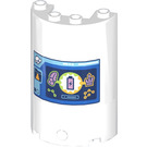 LEGO White Cylinder 2 x 4 x 5 Half with Battery Power Screen Sticker (35312)