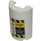 LEGO blanc Cylindre 2 x 4 x 5 Demi avec Danger Autocollant (85941)