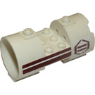 LEGO Cylinder 3 x 6 x 2.7 Horizontal with Stripes and Hexagon Left Sticker Hollow Center Studs (30360)