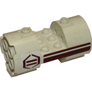 LEGO blanc Cylindre 3 x 6 x 2.7 Horizontal avec Rayures et Hexagon Droite Autocollant Goujons à centre creux (30360)