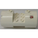 LEGO White Cylinder 3 x 6 x 2.7 Horizontal with Two Scratched Space Police 3 Badge (Both Sides) Sticker Hollow Center Studs (30360)