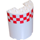 LEGO blanc Cylindre 3 x 6 x 6 Demi avec 13 x 3 rouge et blanc Checkered Autocollant (35347)