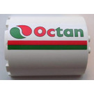 LEGO White Cylinder 3 x 6 x 6 Half with Red and Green Stripe and Octan Logo (Left) Sticker (87926)