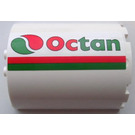LEGO White Cylinder 3 x 6 x 6 Half with Red and Green Stripe and Octan Logo (Right) Sticker (87926)