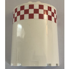 LEGO White Cylinder 3 x 6 x 6 Half with red and white checkered pattern Sticker (35347)