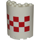 LEGO Cylinder 3 x 6 x 6 Half with Red and White Tiles Sticker (87926)