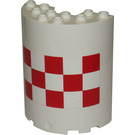 LEGO Weiß Zylinder 3 x 6 x 6 Hälfte mit rot und Weiß Tiles Aufkleber (87926)