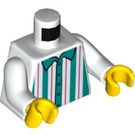 LEGO White Dark Turquoise Striped Shirt Torso  (973 / 76382)