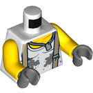 LEGO Weiß Dirt Stained Tank oben mit Suspenders Torso (973 / 76382)