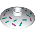 LEGO White Dish 2 x 2 with Purple and Green Lines Icing (4740 / 47949)