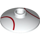 LEGO White Dish 2 x 2 with Red semi-circle lines (4740 / 38746)