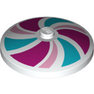 LEGO Weiß Dish 4 x 4 mit Magenta, Bright Rosa und Mittleres Azur Swirl (Feste Noppe) (3960 / 17161)