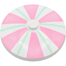 LEGO White Dish 4 x 4 with Pink and Light Green Stripes (Solid Stud) (3960)