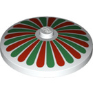 LEGO Blanco Dish 4 x 4 con Rojo y Verde Pétalos (Espiga sólida) (3960 / 81847)