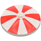 LEGO White Dish 4 x 4 with Red and White Stripes (Umbrella) (Solid Stud) (3960)