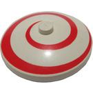 LEGO White Dish 4 x 4 with Red Spiral (Solid Stud) (3960)