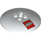 LEGO White Dish 6 x 6 with LEGO Logo (Solid Studs) (15040 / 44375)