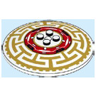 LEGO White Dish 8 x 8 with Red Machinery and Gold Asian Pattern (3961)