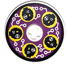 LEGO White Disk 3 x 3 with Black Heads and White Circuitry Sticker (2723)