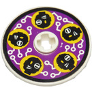 LEGO Wit Disk 3 x 3 met Zwart Heads Aan Purple Background Sticker (2723)