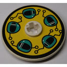 LEGO White Disk 3 x 3 with Dark Turquoise Helmets Sticker (2723)