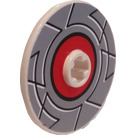 LEGO White Disk 3 x 3 with Grey and Red Circle Sticker (2723)