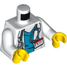 LEGO Bianco Medico Busto con Open Camice da laboratorio over Azzurro Scrubs (973 / 76382)