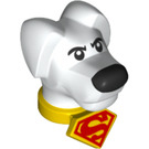 LEGO hvid Hund Hoved med Gul Krave og Rød Superman logo (36800)