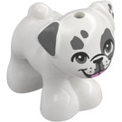 LEGO Bianco Cane - Pug con Grigio Orecchie e Spots