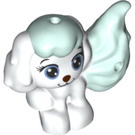 LEGO blanc Chien - Puppy avec Bright Light Aqua Cheveux et Queue (24666)