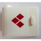 LEGO White Door 1 x 3 x 2 Left with Three Red Diamonds Sticker with Hollow Hinge (92262)