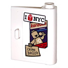 LEGO White Door 1 x 3 x 3 Right with I 'Brick' NYC Karaoke Creme brulée Sticker with Hollow Hinge (60657)