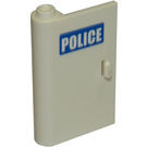 LEGO White Door 1 x 3 x 4 Left with "POLICE" Sticker with Hollow Hinge (58381)